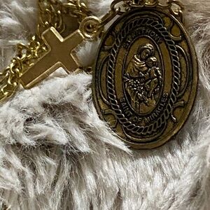 Gold Saint Anthony Pendant Necklace